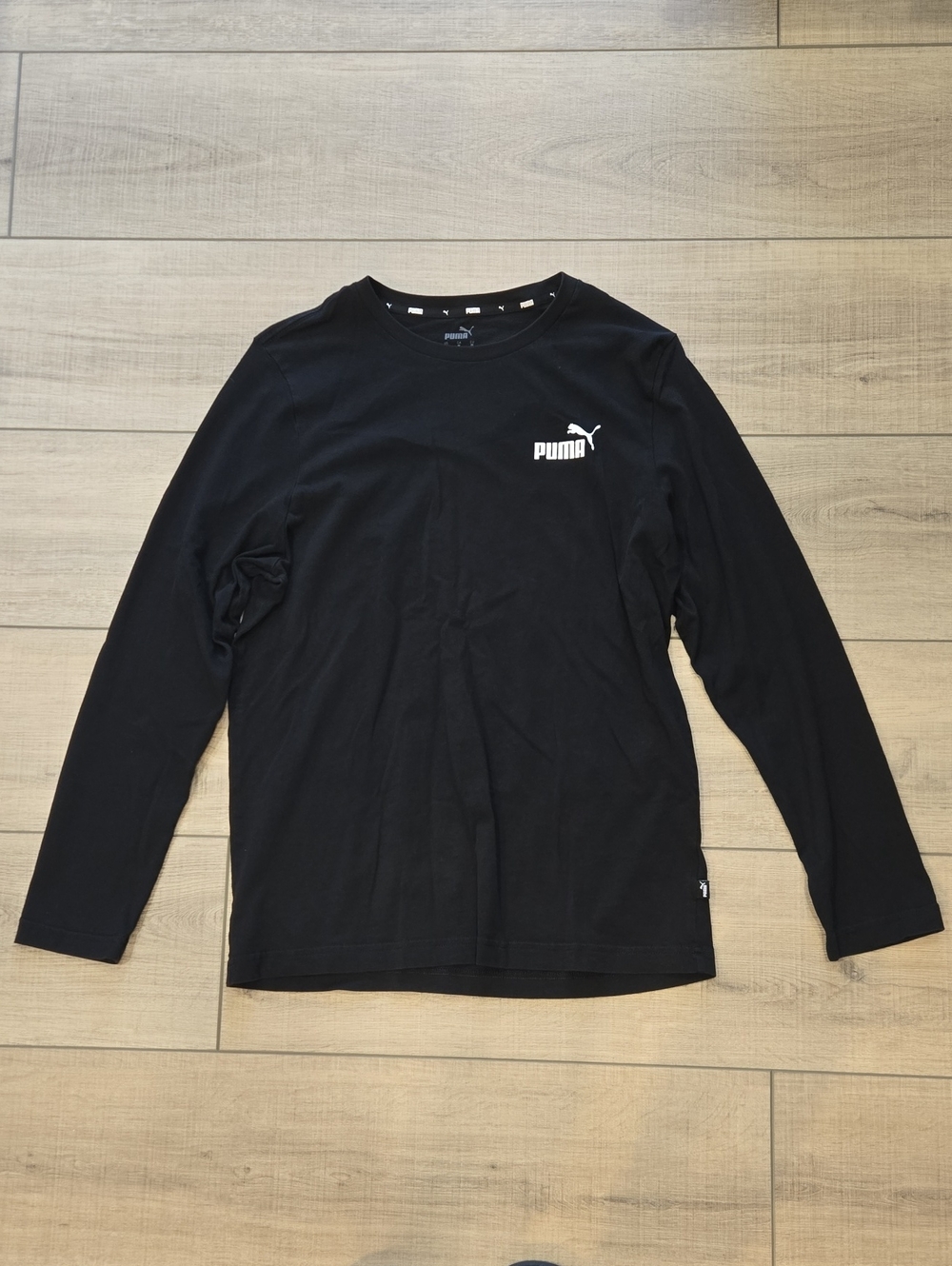 Puma Black Long Sleeve Crewneck Shirt with White Logo